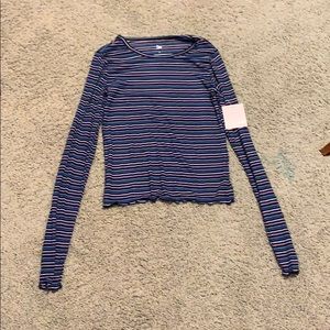 Blue striped long sleeve shirt